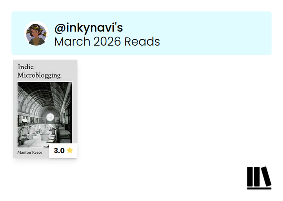 March 2026 Reads - Scores out of 5

Indie Microblogging by Manton Reece - 3.0