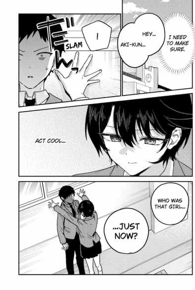 Manga page of a girl ambushing a boy