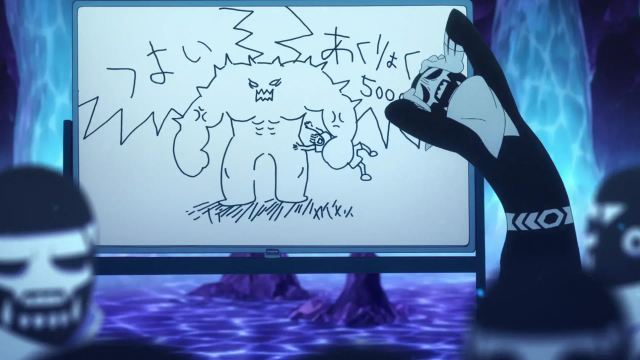 Monsters drawing in a white wall