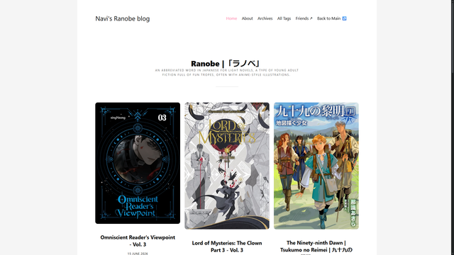 Old Ranobe Blog Layout using Publii