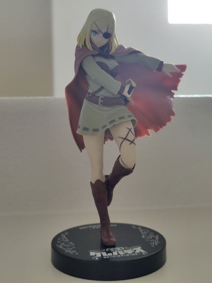 Alicia Glenfall from Clevatess. She's about to draw her sword, and her cape is flowing majestically behind her